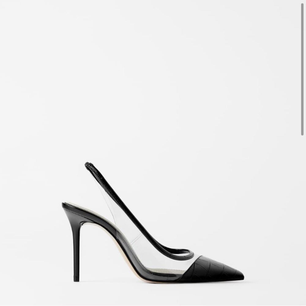 Zara animal print clear vinyl heels  7.5 / 38